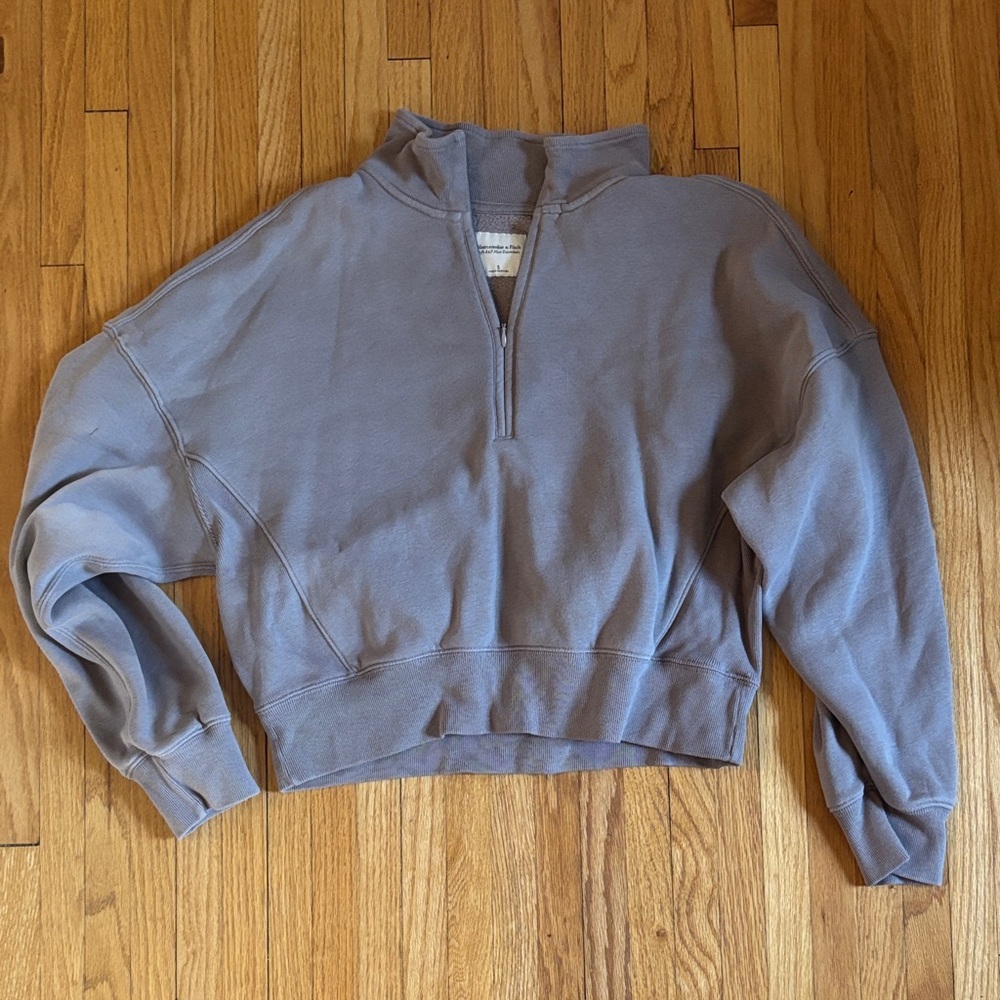 Abercrombie & Fitch Gray Quarter-Zip Sweatshirt